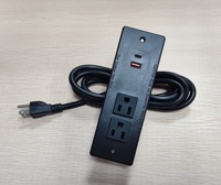 Multiprise encastrable certifiée ETL, conforme ROHS, avec USB-A, USB-C, 2 prises, câble de 1,8 m, prise noire, norme américaine, pour usage domestique/bureau