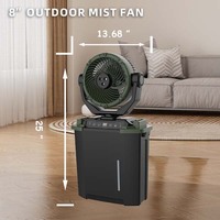 Ventilateur brumisateur portable de 8 pouces avec lumière LED, ventilateur solaire avec panneau solaire et télécommande, ventilateur à pulvérisation pour le camping et la maison