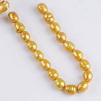 Perles de culture d'eau douce naturelles en forme de riz, couleur or, 18 cm, 6-7 mm, 8-9 mm, pour la fabrication de bijoux (vente en gros)