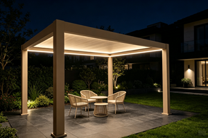 Pergola de luxe RKOVE RK-E1 en aluminium, pavillon extérieur à lames orientables, auvent imperméable avec éclairage LED pour villa et jardin - Product Image 2
