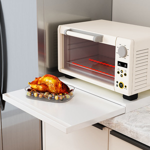Étagère de rangement coulissante pour four à micro-ondes de cuisine, style tiroir, en acier carbone blanc et noir, design simple et moderne - Product Image 2