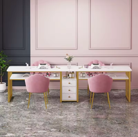 Ensemble de table et chaises de manucure modernes en MDF texturé marbre, mobilier de salon, table et chaises de manucure à structure métallique, pour salons de manucure