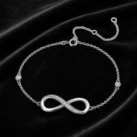 Gelang Pesona Infinity Moissanite Perak Sterling 925 Berlapis Pave Perhiasan Fashion Wanita untuk Sehari-hari Hadiah
