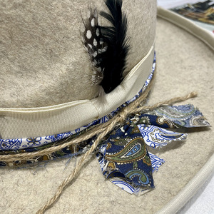 Prêt à expédier hommes femmes unisexe 100% laine feutre <span class=keywords><strong>beige</strong></span> larme haut large bord fedora chapeau feutre trilby gentleman <span class=keywords><strong>borsalino</strong></span> chapeaux - Product Image 2