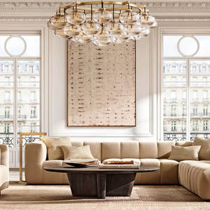 60" Larrge Round Clear Oval Glass Shade Chandelier Villa Decoration Modern Design Handblown Globes Glass Luxury Big Chandelier - Product Image 6