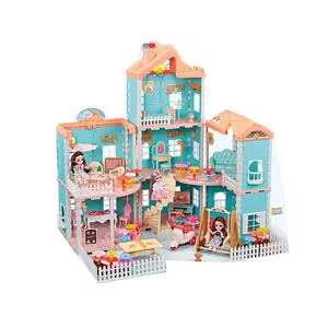 Professional China Supplier Diy Assembly Villa House Luxury Princess House Toy With Light And Dolls For Girl's Birthday Gift