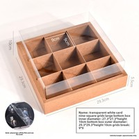 Boîte à lunch d'extérieur jetable à 9 grilles carrées en papier kraft pour les pique-niques Desserts Fruits Tartes aux œufs Gâteaux Pots chauds pour le stockage des aliments