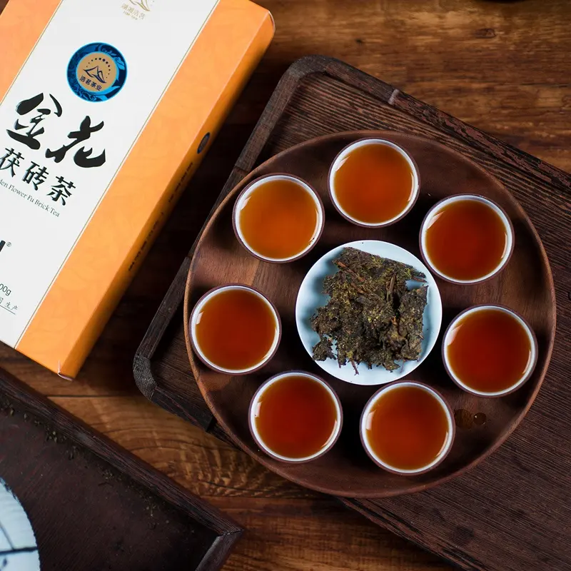 Anhua डार्क फू ईंट चाय हुनान Anhua Hei चाय 800g प्रीमियम प्राकृतिक गोल्डन फूल फू ईंट डार्क चाय