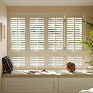 Moderna finestra decorativa per interni nuova piantagione <span class=keywords><strong>in</strong></span> <span class=keywords><strong>legno</strong></span> <span class=keywords><strong>con</strong></span> asta di inclinazione nascosta <span class=keywords><strong>in</strong></span> alluminio persiane a livello orizzontale - Product Image 1