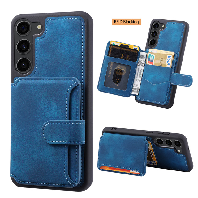 Leather Shockproof Card Holder Cover for Samsung Galaxy S23 S23 Ultra Wallet Case with RFID Blocking