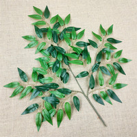 Décoration d'intérieur, feuilles d'arbre de banian artificielles, branches, feuilles de ficus en plastique, buisson, plantes vertes