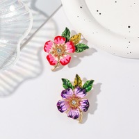 Bros Kristal Berlapis Emas Mawar dengan Hiasan Tetesan Minyak Ungu Violet dan Rhinestone, Elegan, Modis, Mewah untuk Pernikahan dan Pertunangan