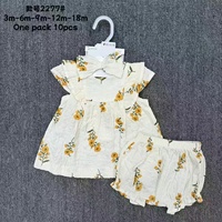Conjunto de Tres Piezas de Vestido Jacquard para Niñas, Top con Cuello de Muñeca + Pantalones Cortos + Diadema, Ropa de Verano para Niñas