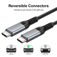 20Gbps 100W Type C Câble 3M Charge Rapide Pour Station D'accueil/MacBook/Ordinateur Portable/Disque U Haute Vitesse/Caméra Haute Vitesse