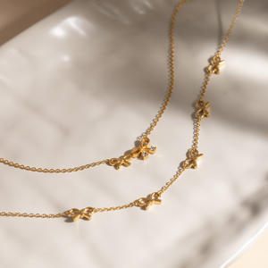 Collares de Acero Inoxidable Primavera 2026 al por Mayor, Chapados en Oro de 18k, Resistentes al Deslustre, Impermeables, Elegantes Collares con Lazo para Mujer - Product Image 5