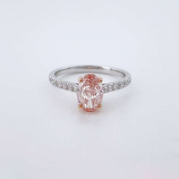 Bague fermée fantaisie en platine 18 carats avec diamant rose ovale scintillant, 4 griffes droites, cultivé en laboratoire, certifié IGI, pour femme