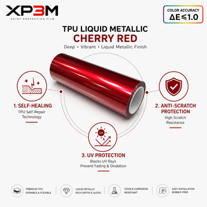 ฟิล์มหุ้มรถยนต์ XP3M สีแดงเมทัลลิกชนิดน้ำ เงาแบบเมทัลลิก TPU ความหนา 7.5 มิล ซ่อมแซมตัวเองได้ ป้องกันรอยขีดข่วน ป้องกันการเหลือง - Product Image 2