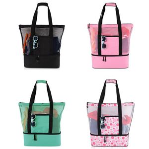 Bolsa de Playa de Malla 2 en 1 con Logotipo Personalizado, Bolsa de Almacenamiento Aislada en la Parte Inferior, Bolsa Impermeable de Gran Capacidad para Picnic, Camping y Viajes - Product Image 2