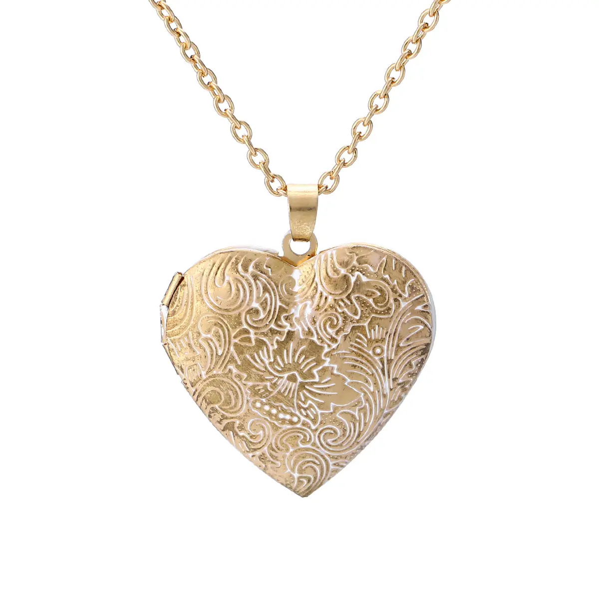 Personalized retro love shaped carved box pendant necklace heart can be opened item jewelry manufacturers wholesale
