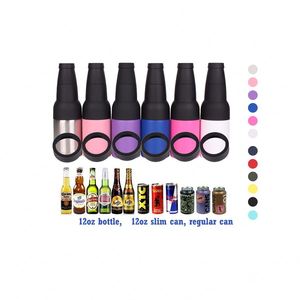 Custom Logo12oz Shaped Multiple Colors Soda Beer <b>Bottle</b> Can Cooler 3 in 1 <b>Thermos</b> for Hot and Cold Drinks - Product Image 1