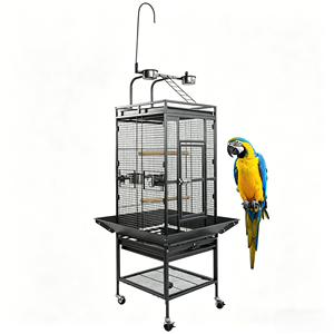 Jaula Grande de Hierro Forjado para Pájaros con Plataforma de Juego, Jaula Resistente para Loros, Guacamayos y Cacatúas - Product Image 1