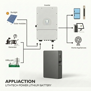 ระบบจัดเก็บพลังงานภายในบ้าน LITHTECH แบตเตอรี่พาวเวอร์วอลล์ 51.2V 100Ah 200Ah 280Ah 10kWh ระบบสื่อสาร CAN ลิเธียมไอออน HP15 - Product Image 5