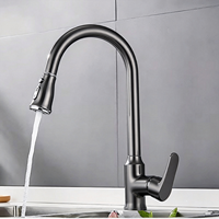 Robinet de cuisine avec bec flexible et bec col de cygne à arc élevé, mitigeur monocommande chaud/froid pour hôtels