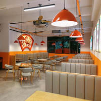 Leichtes Luxus-Restaurant High Back Booth Seating Leder Half Cafe Restaurant Stand Sitz gelegenheiten Round Wooden Sofa Set