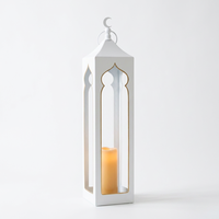 Lanternes à bougies hautes en métal blanc au design mosquée, populaires auprès des fabricants, pour les décorations du Ramadan