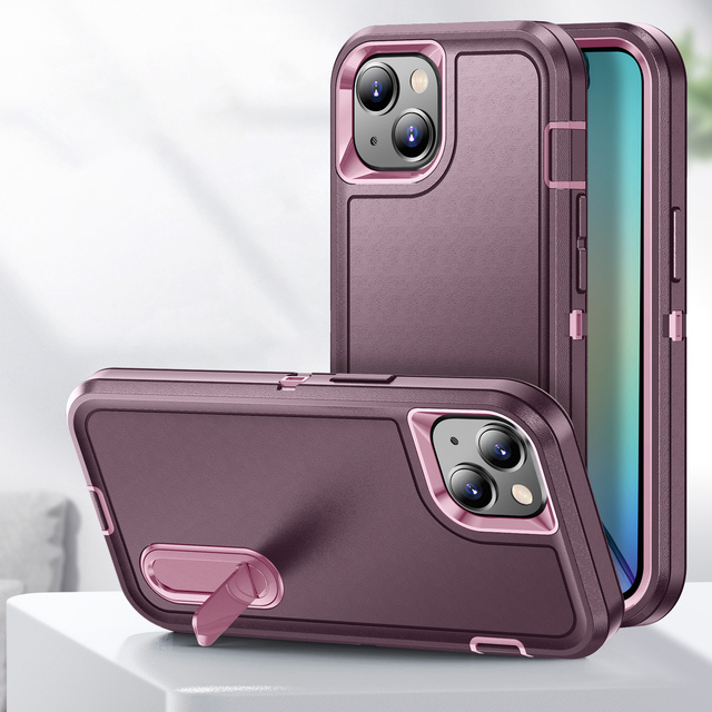 Rugged Heavy Duty Phone Case for Iphone 17Air SE4 16E 16 15 14 13 12 11 Pro Max Shockproof Protection Hard Cover With Kickstand