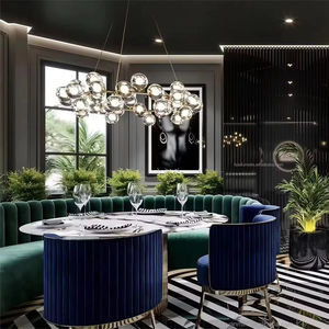 Venta al por mayor de muebles de restaurante moderno café Hotel verde curvo cabina asiento banquete terciopelo cabina sofá y mesa sillas conjuntos - Product Image 5