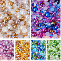 En stock, Vente chaude : Applique de strass et perles demi-rondes à dos plat, écologiques, couleurs assorties, thermocollantes pour la décoration DIY