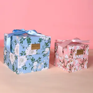 豪华定制纸板精品婚礼包装纸礼品盒刚性盒可回收包装糖果带手柄