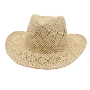 Sombrero de Vaquero de Paja Unisex, Transpirable, con Diseño Calado, Ala Ancha, Estilo Artístico Retro, para Primavera/Verano - Product Image 2