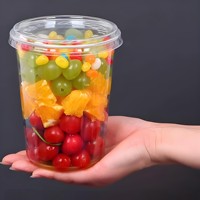 Gobelets transparents jetables pour animaux de compagnie avec couvercle plat Emballage en plastique Boissons froides à emporter Café glacé Latte Jus Smoothie Verre 12 16 Oz