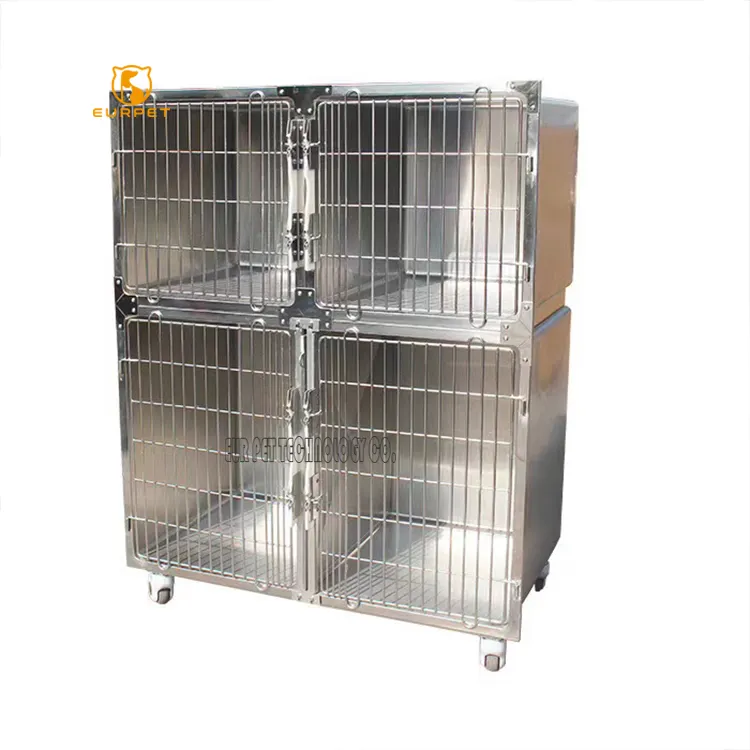 Kandang Hewan Peliharaan Stainless Steel, Kandang Anjing Kucing, Kandang Hewan Peliharaan Modular untuk Toko Hewan Peliharaan