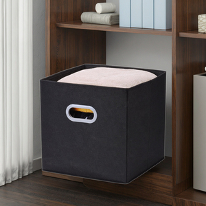 Dual <strong>Plastic</strong> Handle Cloth <strong>Storage</strong> <strong>Bin</strong> Linen and Cotton <strong>Storage</strong> Box for Home Closet Nursery Drawers Organizers for Cabinets - Product Image 5