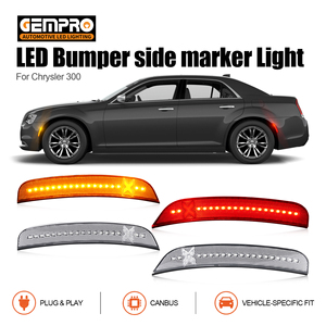 Luz de Posición Lateral Delantera y Trasera para Automóvil, Lente Transparente, para Chrysler 300 2015-2021, Luz LED Roja de Señal de Giro para Guardabarros, 68213845AD, 4 Piezas - Product Image 1