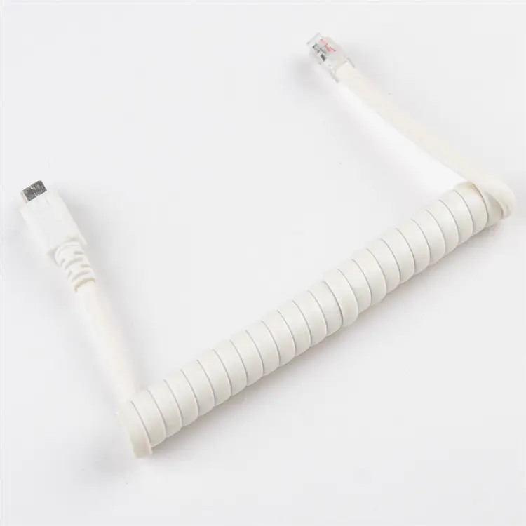 Cable de enchufe y conector de teléfono en espiral con cable personalizado con enchufe micro USB