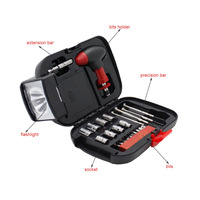 Kit d'outils portable avec lampe de poche, jeu de tournevis manuels et embouts de douilles, étui à outils de réparation de précision pour la maison et le camping