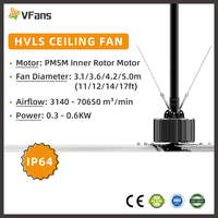 Ventilateur de plafond HVLS VFans 3.1-5m à grand diamètre, large couverture, haute efficacité, circulation d'air, résistant à l'eau et à la poussière IP64, ventilateur agricole