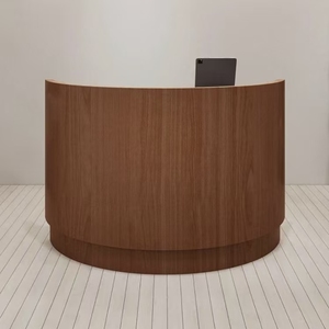 Arc-shaped small bar counter clothing store, antique wood-patterned front desk reception counter, small restaurant cash register - Product Image 3