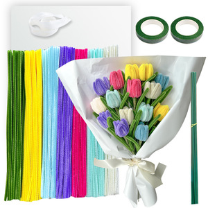 Kit de Manualidades con Tallos de Chenilla en Colores Pastel, Cinta para Hacer Flores y Cuentas de Perlas para Decoración Floral Educativa DIY - Product Image 4