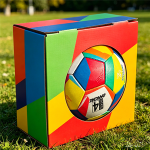 Scatola Personalizzata in Cartone Ondulato per Palloni da Calcio, Confezione Regalo Pieghevole con Finestra Rotonda - Product Image 1