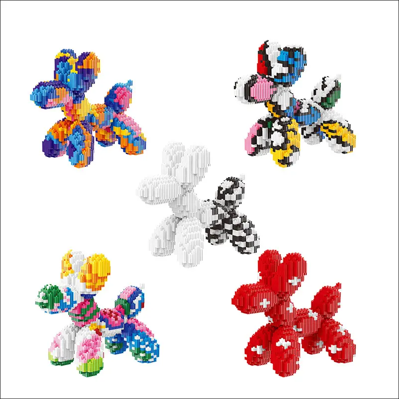 Blocchi di costruzione di plastica di Micro-particelle di vendita caldi simpatici animali colorati palloncini cani animali domestici giocattoli assemblaggio giocattolo creativo per i bambini