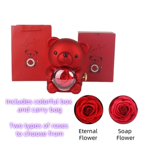 <span class=keywords><strong>GR</strong></span> nueva llegada regalo abrazando oso de peluche joyería giratoria cajas de rosas eternas caja de regalo encantadora preservada cajas de flores personalizadas - Product Image 2