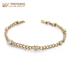 Bracelet en or jaune véritable 10K 14K 18K avec diamants de laboratoire taille ronde, sur mesure pour femme, pour un usage quotidien ou comme bijou d'anniversaire. - Product Image 1