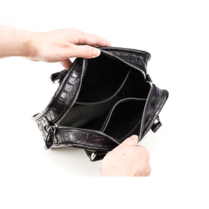 Sac à bandoulière/sac à main pour homme Zenos en cuir véritable à motif crocodile rétro, style professionnel, fermeture éclair, tendance, pour les déplacements et les voyages, compact - Product Image 6