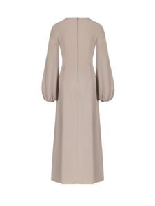 Robe longue modeste à manches lanternes et taille lacée en dentelle respirante, couleur violet poussiéreux, pour femmes musulmanes, printemps-été, Ramadan - Product Image 4