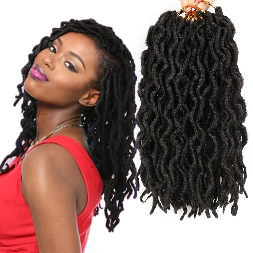 AliLeader Wholesale Cheap Curly Synthetic Crochet Hair Nu Faux Locs Hair Extensions Wavy Faux Locs For Women